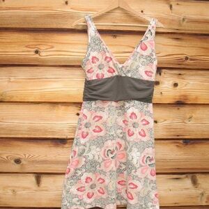 Floral Mini Dress with Gray Accents